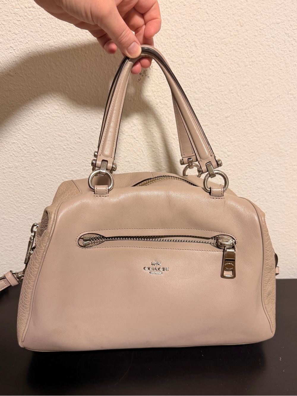 Coach Beige Leather Satchel Bag